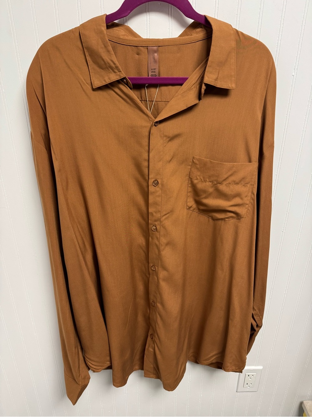 Skims Cover Ups Long Sleeve Button Up Shirt NWT 2X Almond